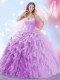 Wonderful Ball Gowns Sleeveless Lavender Quinceanera Gown Brush Train Lace Up