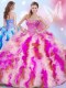 Stylish Multi-color 15 Quinceanera Dress Military Ball and Sweet 16 and Quinceanera and For with Beading and Ruffles Sweetheart Sleeveless Lace Up