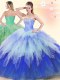 Multi-color Tulle Lace Up Sweetheart Sleeveless Floor Length Quinceanera Gowns Beading and Ruffles