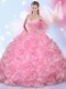 Floor Length Rose Pink Quinceanera Gowns Sweetheart Sleeveless Lace Up