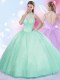 Tulle Sleeveless Floor Length Quinceanera Gown and Beading