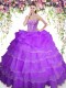 Sleeveless Beading and Ruffled Layers and Pick Ups Lace Up Quinceanera Dresses