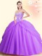 Exquisite Lilac Sleeveless Beading Floor Length Vestidos de Quinceanera