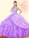 Cheap Sleeveless Lace Up Floor Length Beading and Ruffles and Pick Ups Quince Ball Gowns