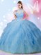 Sleeveless Lace Up Floor Length Beading and Ruffles 15th Birthday Dress