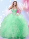 Perfect Tulle Sleeveless Floor Length Quinceanera Dress and Beading and Ruffles