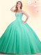 Smart Tulle Sweetheart Sleeveless Lace Up Beading Quinceanera Gown in Apple Green