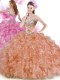 Wonderful Floor Length Rust Red and Peach Sweet 16 Quinceanera Dress Sweetheart Sleeveless Lace Up