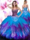 Multi-color Sweetheart Lace Up Beading and Ruffled Layers 15th Birthday Dress Sleeveless