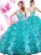 Cute Beading and Ruffles Sweet 16 Quinceanera Dress Teal Lace Up Sleeveless Floor Length Cute Beading and Ruffles Sweet 16 Quinceanera Dress Teal Lace Up Sleeveless Floor Length