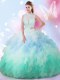 New Style Multi-color Sleeveless Beading and Ruffles Floor Length Quince Ball Gowns