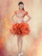 Elegant Orange Red Straps Lace Up Beading and Ruffles Evening Dress Sleeveless