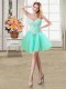Great Apple Green A-line Sweetheart Sleeveless Organza Mini Length Lace Up Beading Prom Gown