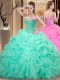 Pick Ups Sweetheart Sleeveless Lace Up Quinceanera Gowns Apple Green Organza