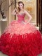 Sleeveless Floor Length Ruffles Lace Up Quinceanera Gown with Multi-color