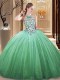Wonderful Floor Length Ball Gowns Sleeveless Green Quinceanera Dresses Lace Up