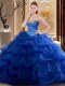 Extravagant Royal Blue Quinceanera Gowns Military Ball and Sweet 16 and Quinceanera and For with Beading Sweetheart Sleeveless Lace Up