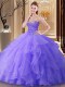 Cute Sleeveless Tulle Floor Length Lace Up Sweet 16 Quinceanera Dress in Lavender with Beading
