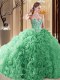 Turquoise Quinceanera Dresses Sweetheart Sleeveless Court Train Lace Up