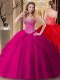 Suitable Fuchsia Sweetheart Lace Up Beading Vestidos de Quinceanera Sleeveless