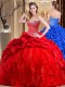 Hot Sale Sweetheart Sleeveless Taffeta and Tulle Quinceanera Dresses Beading and Ruffles Brush Train Lace Up