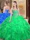 Glorious Sleeveless Lace Up Floor Length Embroidery and Ruffles Quinceanera Dress