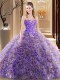 Dramatic Multi-color Sleeveless With Train Embroidery and Ruffles Lace Up Quinceanera Dress