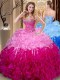 Multi-color Sleeveless Beading and Ruffles Floor Length Vestidos de Quinceanera
