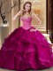 Ball Gowns Sweet 16 Quinceanera Dress Fuchsia Sweetheart Tulle Sleeveless Floor Length Lace Up