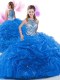 Royal Blue Sleeveless Ruffles Zipper Quinceanera Gowns