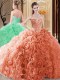 Artistic Orange Sleeveless Embroidery and Ruffles Floor Length Quinceanera Dress