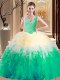 Colorful Floor Length Ball Gowns Sleeveless Multi-color Sweet 16 Dress Zipper