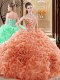 Custom Design Sleeveless Lace Up Floor Length Embroidery and Ruffles and Pick Ups 15th Birthday Dress