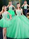 Four Piece Scoop Sleeveless Zipper Floor Length Lace and Pick Ups Ball Gown Prom Dress