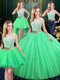 Modern Four Piece Sequins Floor Length Quinceanera Gown Scoop Sleeveless Lace Up
