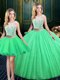 Great Three Piece Scoop Sleeveless Floor Length Lace and Sequins Lace Up 15 Quinceanera Dress