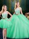 Gorgeous Three Piece Apple Green Scoop Lace Up Lace and Pick Ups Ball Gown Prom Dress Sleeveless