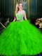 Gorgeous Scoop Tulle Zipper Quinceanera Dresses Sleeveless Floor Length Lace and Ruffles