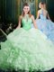 Stylish Pick Ups Halter Top Sleeveless Brush Train Lace Up Quinceanera Dresses Organza