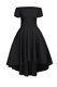 Tea Length A-line Short Sleeves Black Prom Evening Gown Side Zipper