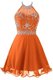 Halter Top Sleeveless Zipper Prom Gown Orange Organza