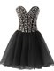 Black Lace Up Dress for Prom Beading Sleeveless Knee Length