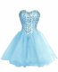 Sumptuous Baby Blue Sleeveless Mini Length Beading Lace Up Prom Dresses