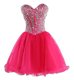 Mini Length Hot Pink Prom Dresses Sweetheart Sleeveless Lace Up