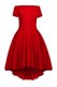 Tea Length Wine Red Prom Gown Satin Short Sleeves Ruching