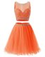 Affordable Orange Prom Dresses Prom and Party and For with Beading and Belt Scoop Sleeveless Backless