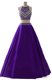 Wonderful Scoop Sleeveless Chiffon Floor Length Zipper Prom Dresses in Purple with Beading