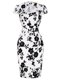 Most Popular Short Sleeves Knee Length Pattern and Belt Zipper Prom Dresses with White And Black