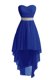 Blue Organza Lace Up Sleeveless High Low Belt
