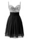 Elegant Chiffon Straps Sleeveless Zipper Beading Prom Evening Gown in Black